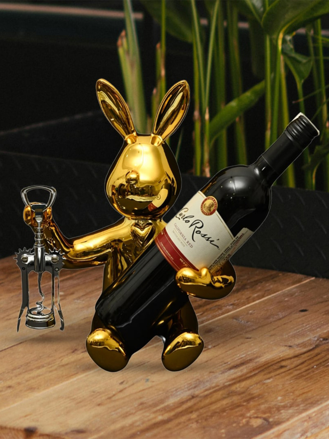 MIDLAND Resin Coloured Toned Gold EDDIE Wine Holder Showpiece