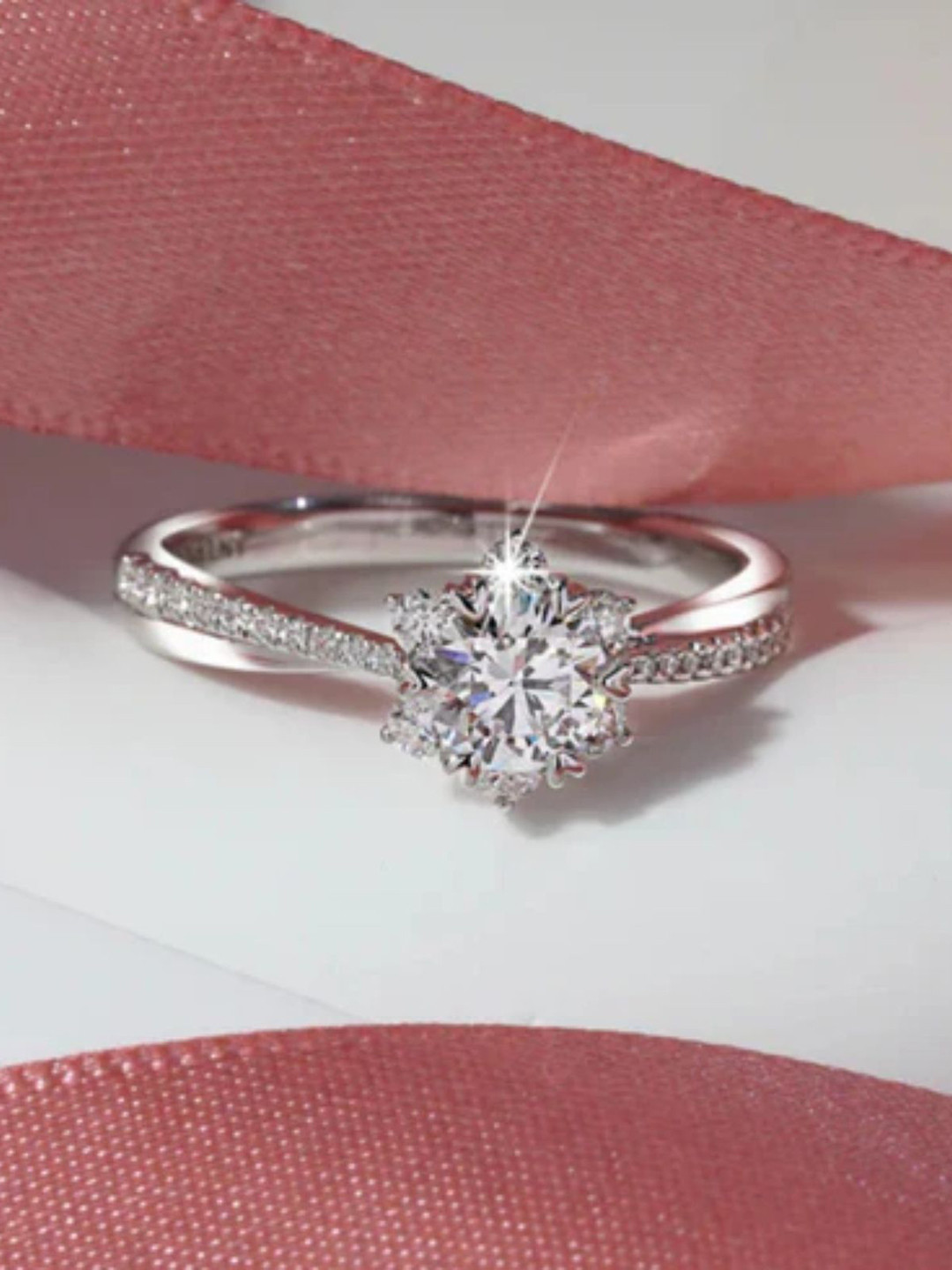 Zarkan 925 Hallmark Silver Rhodium-Plated Adjustable Finger Ring