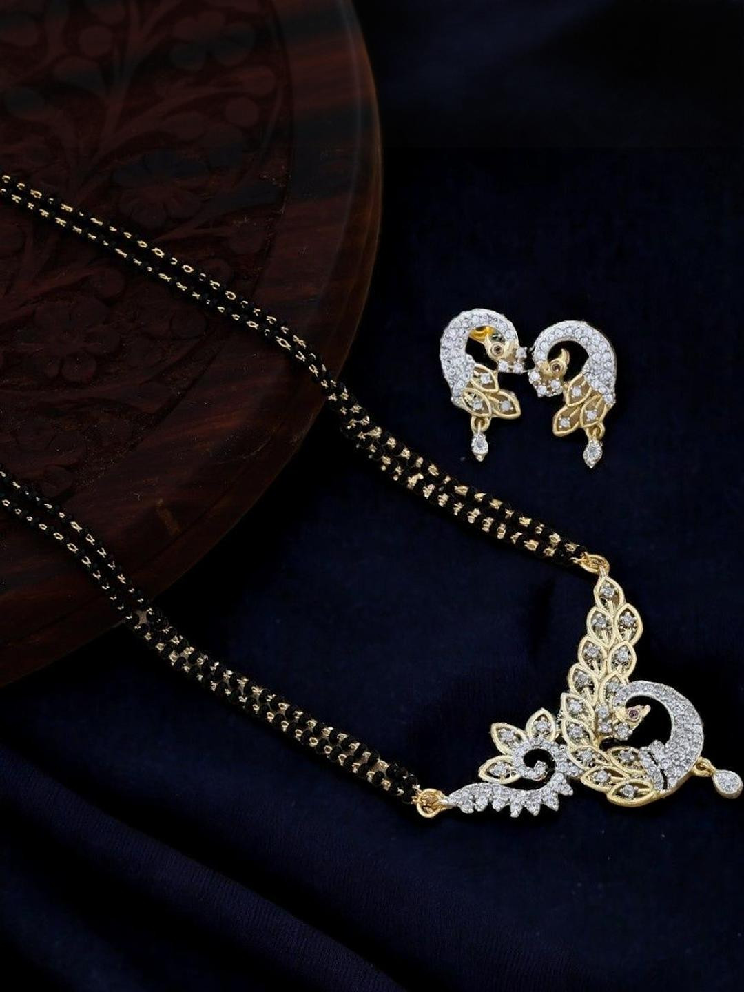 Anouk  Attractive Allure AD Peacock Design Mangalsutra & Earrings Set