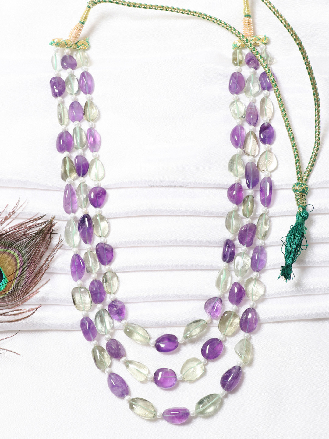 Raj Gems Natural Multi Amethyst Gemstone Beaded Necklace Jewellery