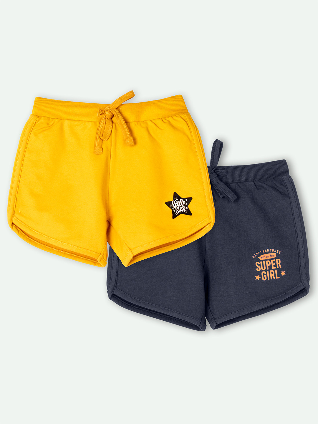 ariel Girls Pack Of 2 Solid Mid-Rise Shorts