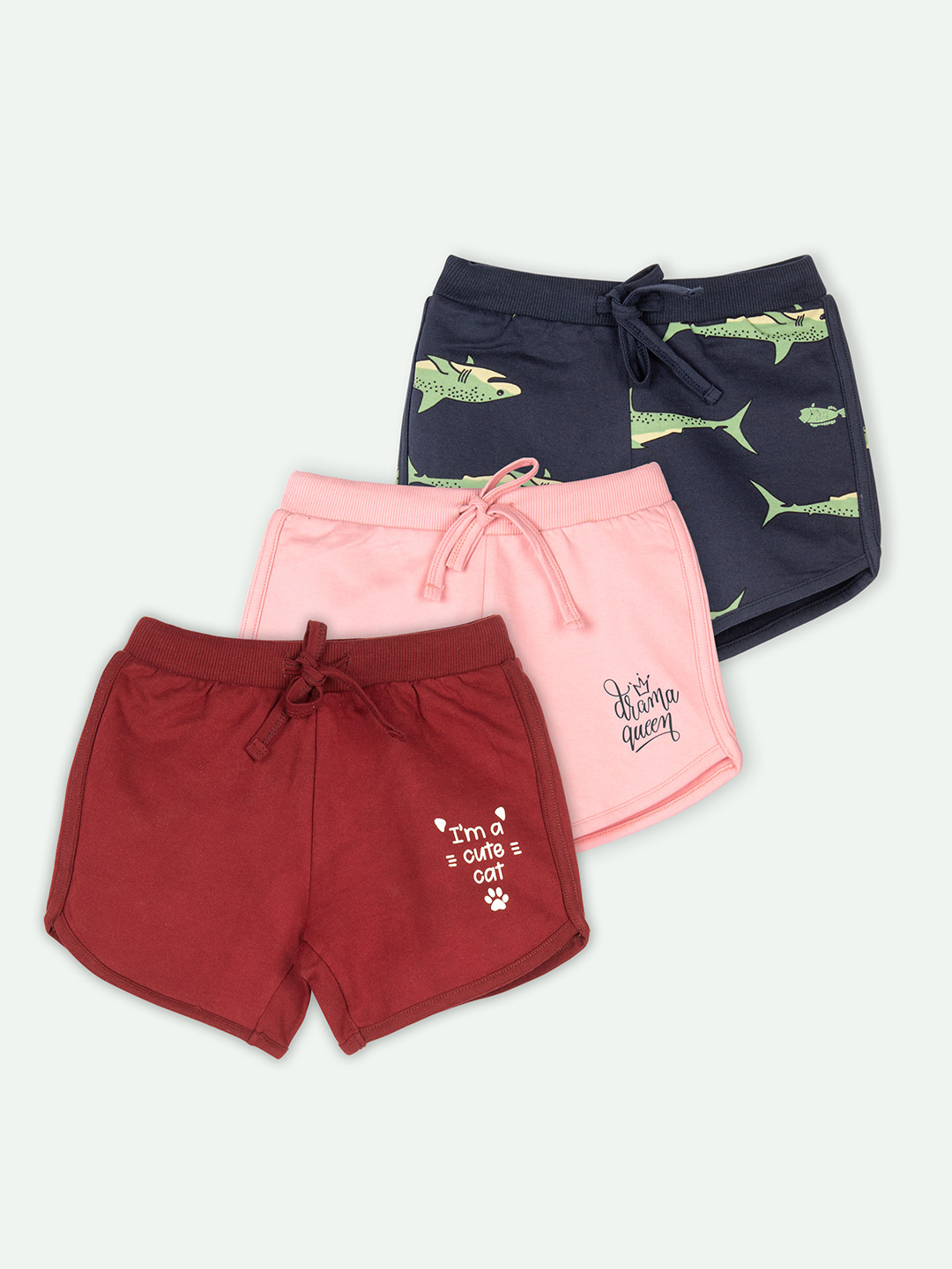 ariel Girls Graphic Printed Mid-Rise Regular Fit Shorts