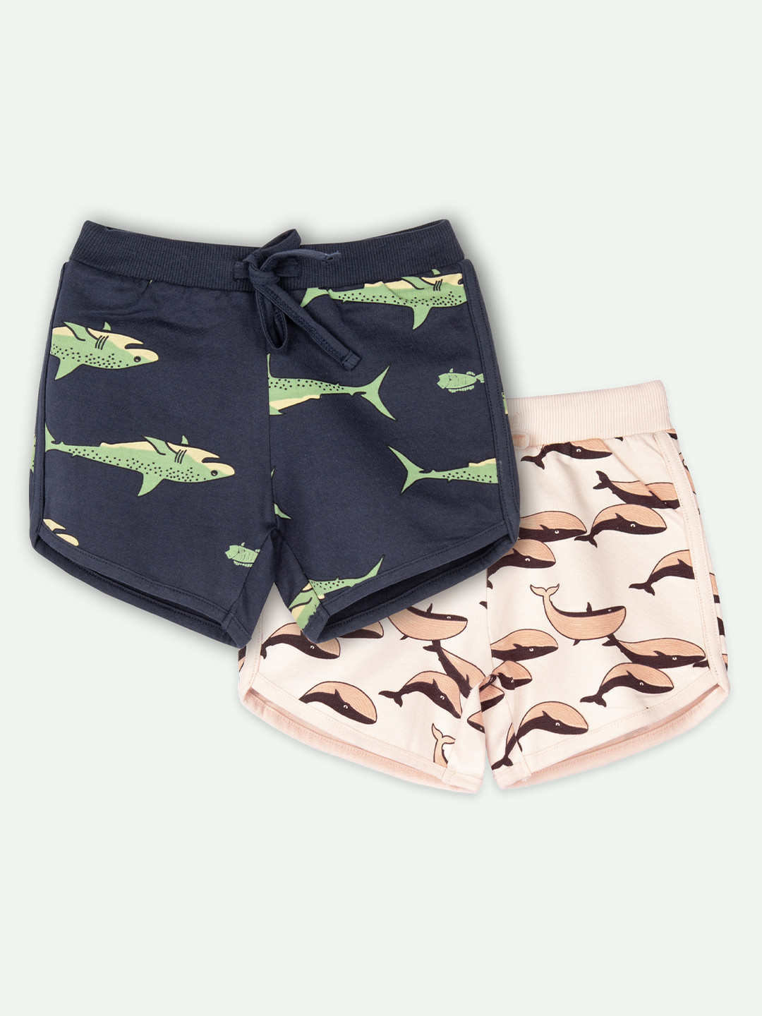 ariel Girls Pack Of 2Graphic Printed Mid-Rise Shorts