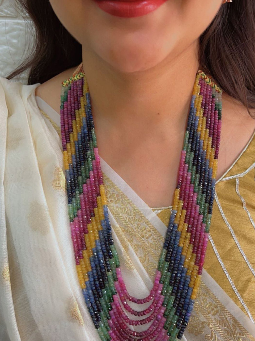 Raj Gems Natural Precious Sapphire Gemstone Beaded Necklace Jewellery