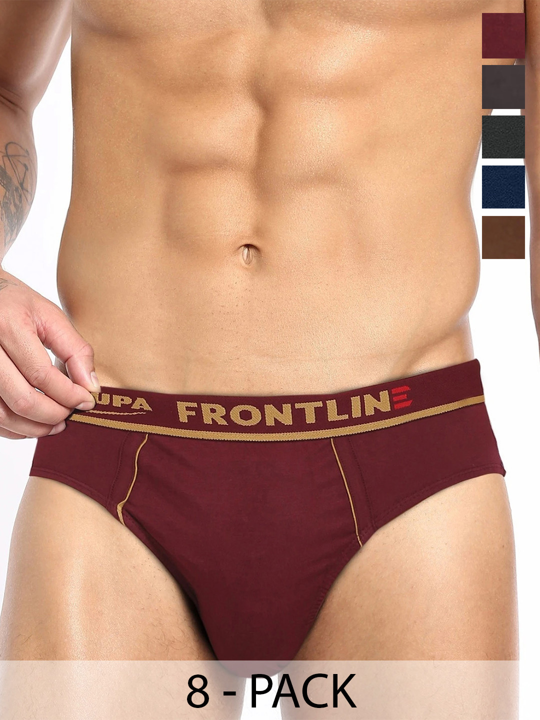Rupa Frontline Pack Of 8 Assorted Basic Briefs