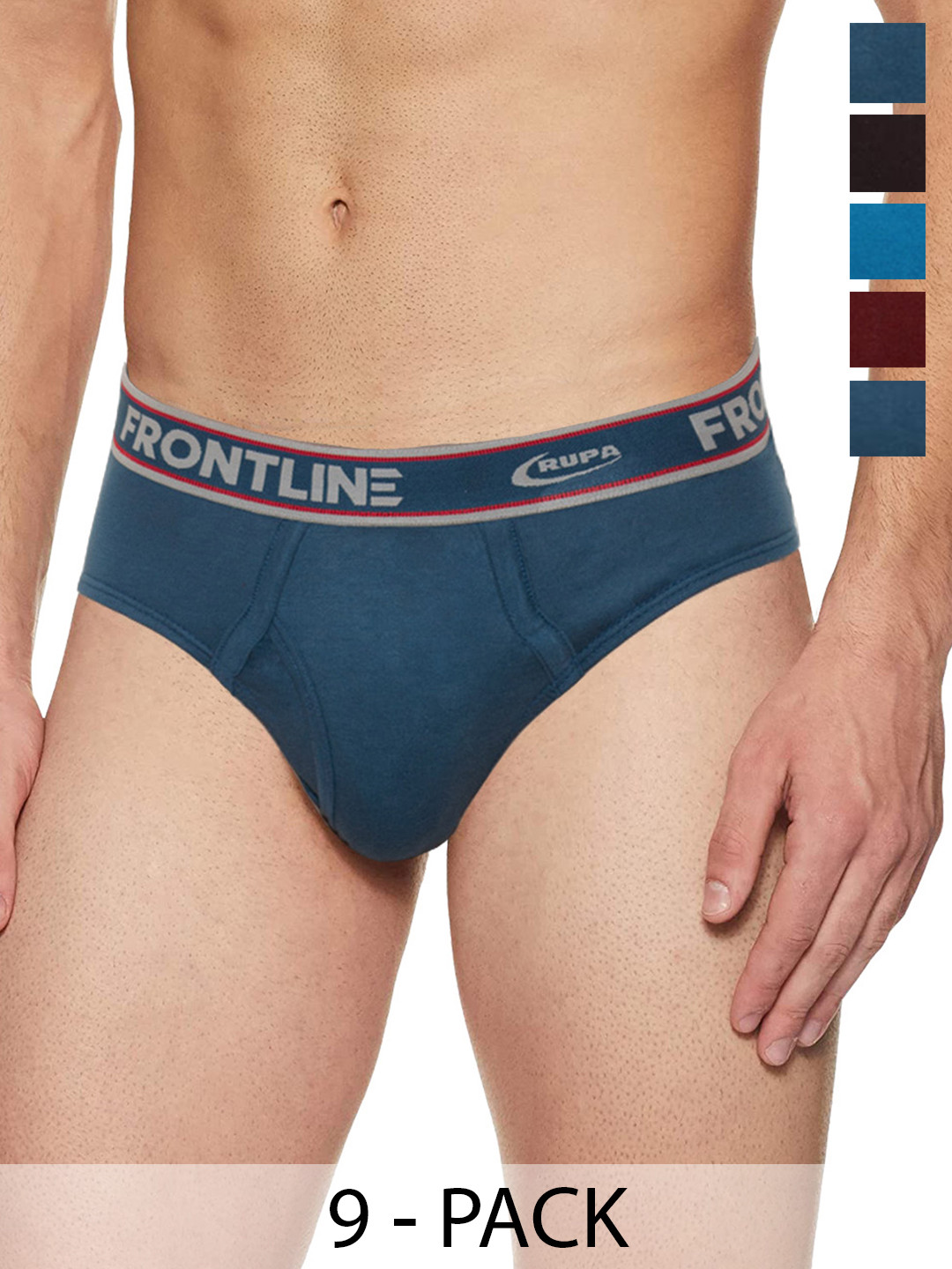Rupa Frontline Pack Of 9 Assorted Front Open Briefs