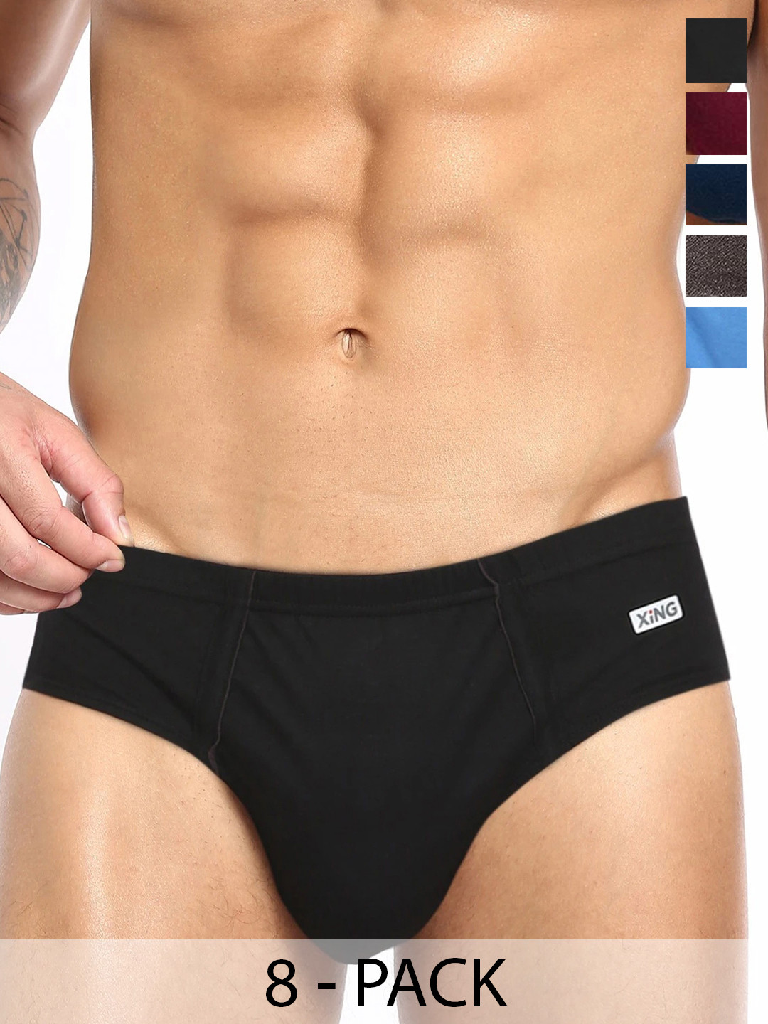 Rupa Frontline Pack Of 8 Assorted Pure Super Combed Cotton Basic Briefs