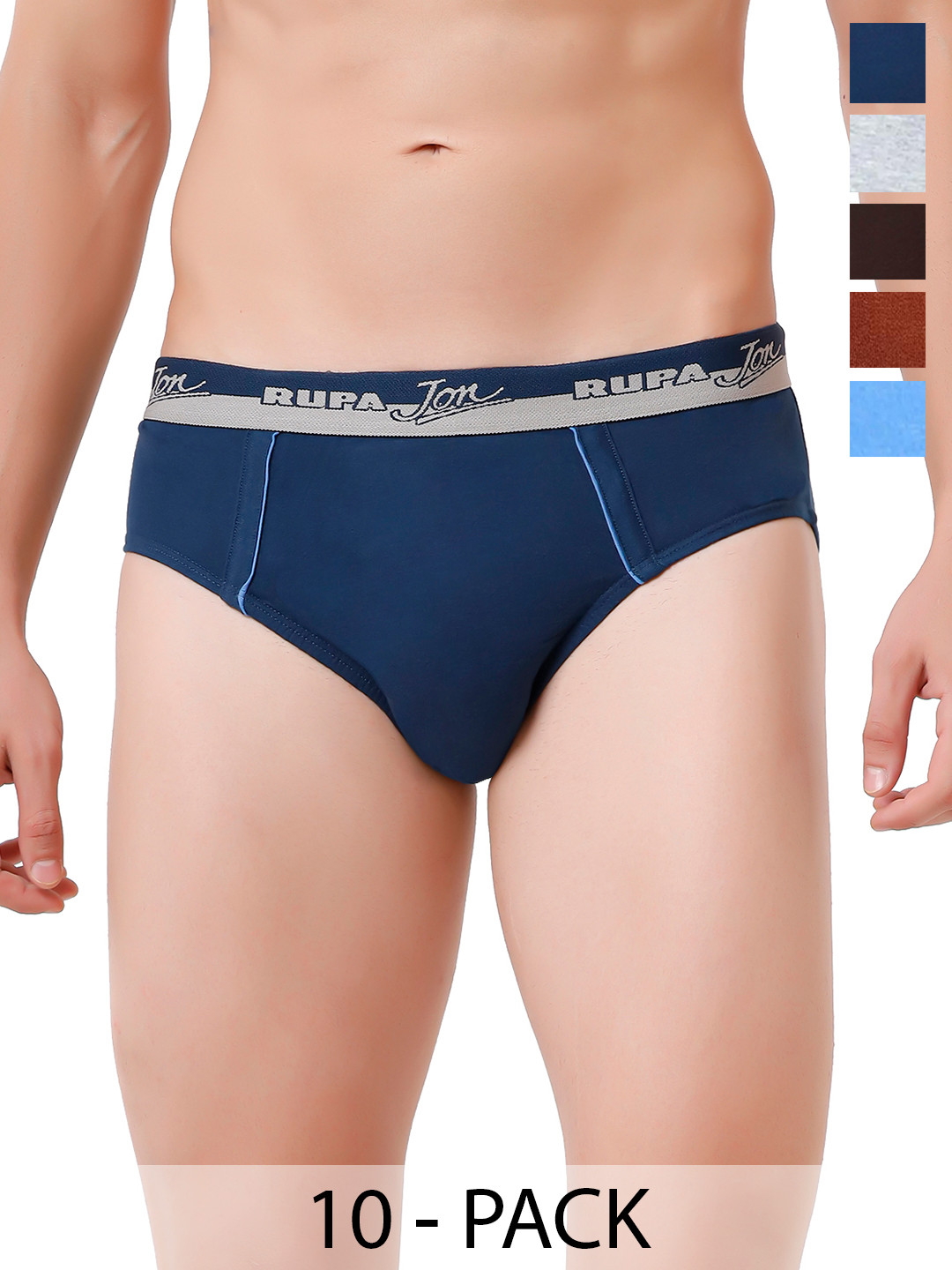 Rupa Jon Pack Of 10 Assorted Mid rise Basic Briefs