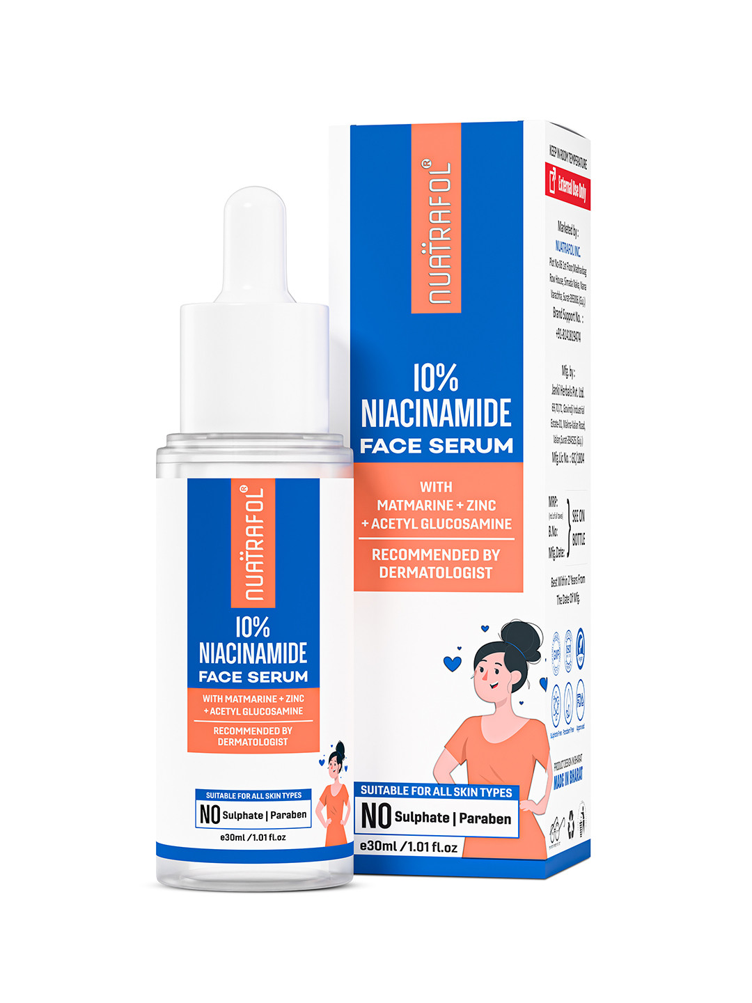 NUATRAFOL Oil-Control & Anti-Acne 10% Niacinamide Face Serum- 30 ml