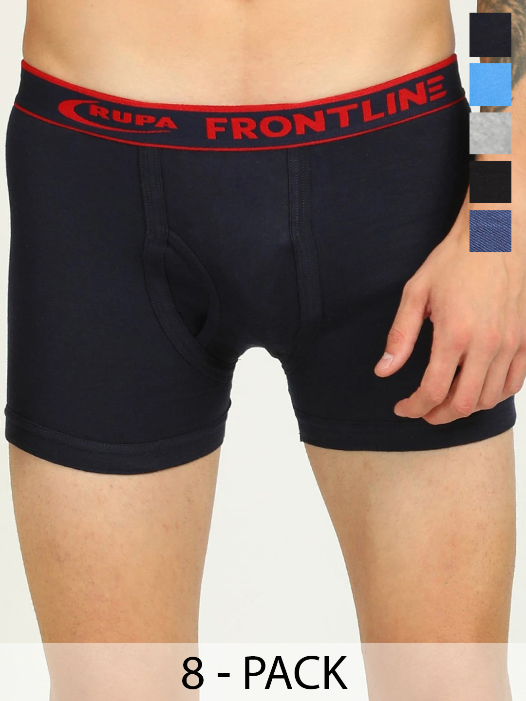 Rupa Frontline Pack Of 8 Assorted Combed Cotton Trunk