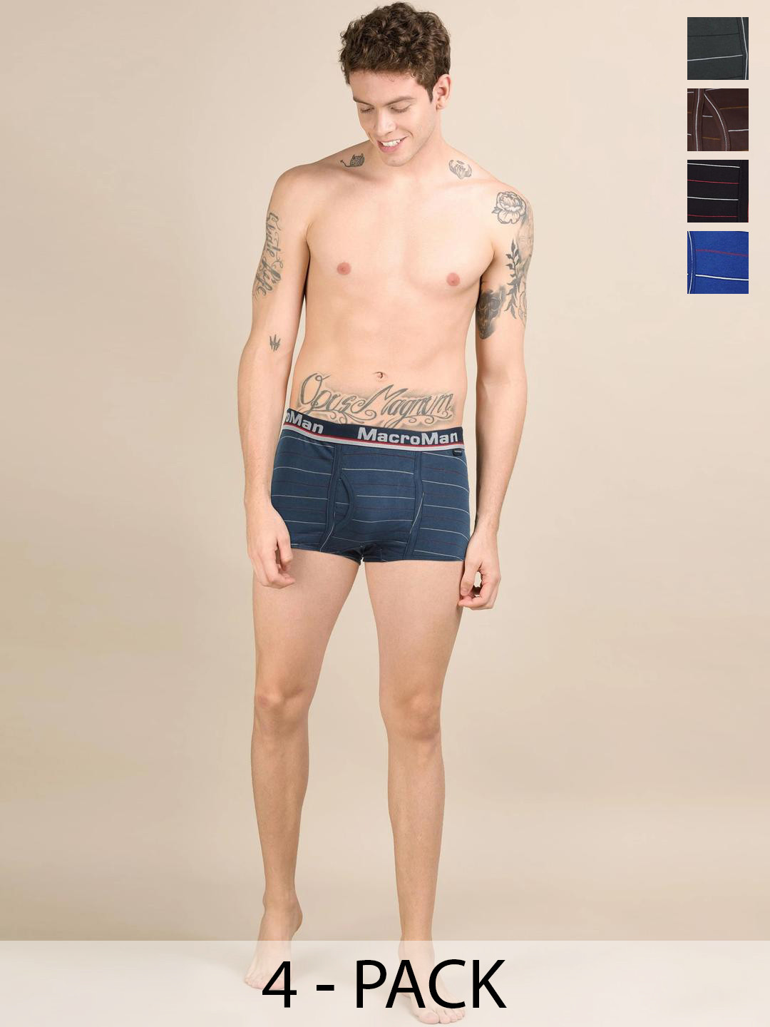 Rupa Macroman Men's Cotton Assorted Striped Mini OE Trunks