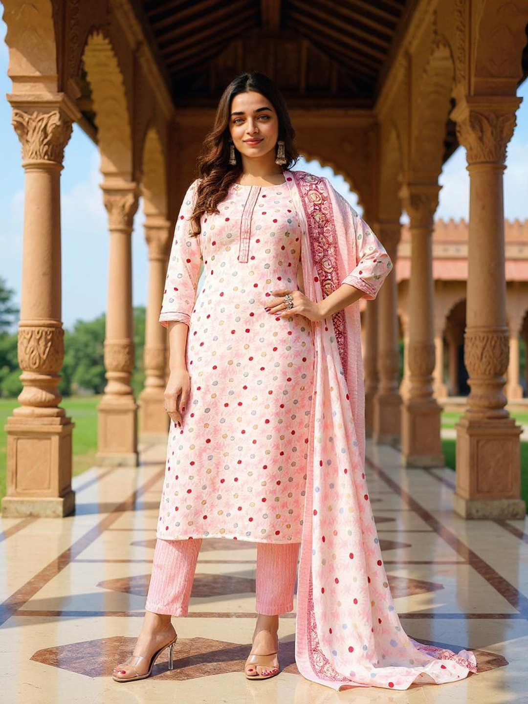 SZN Women Floral Printed Regular Straight Kurta with Trousers & Dupatta
