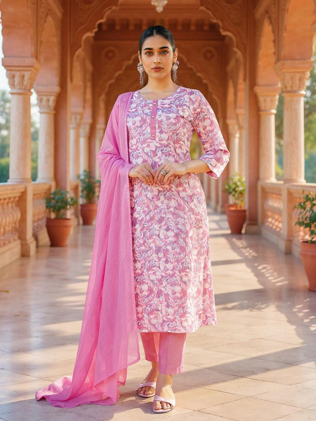 SZN Women Floral Printed Purple Kurta Sets