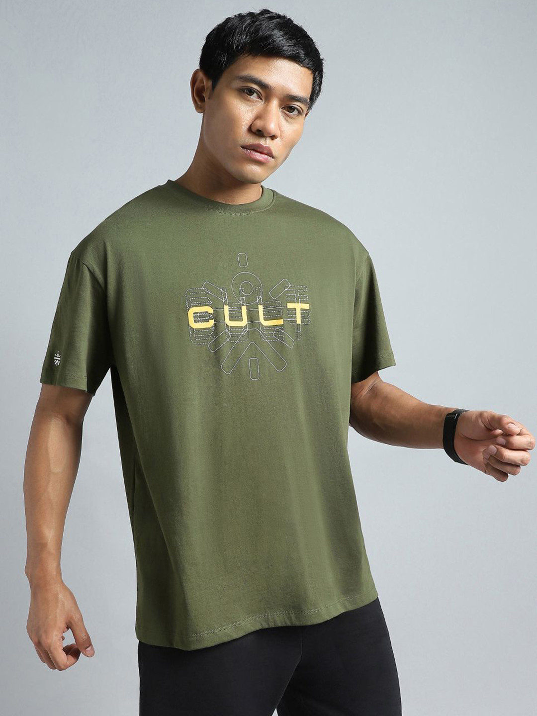 CULT Men Olive Brand Carrier Graphic T-shirt