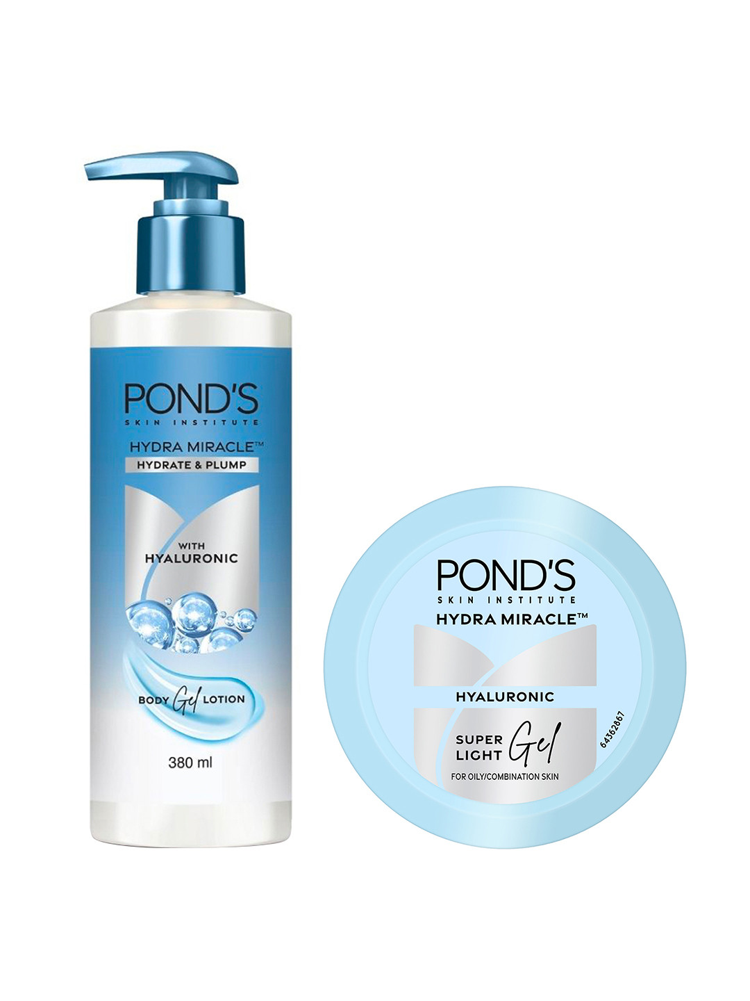Ponds Set of Hydra Miracle Super Light Gel Moisturiser 200ml & Body Gel Lotion 380ml