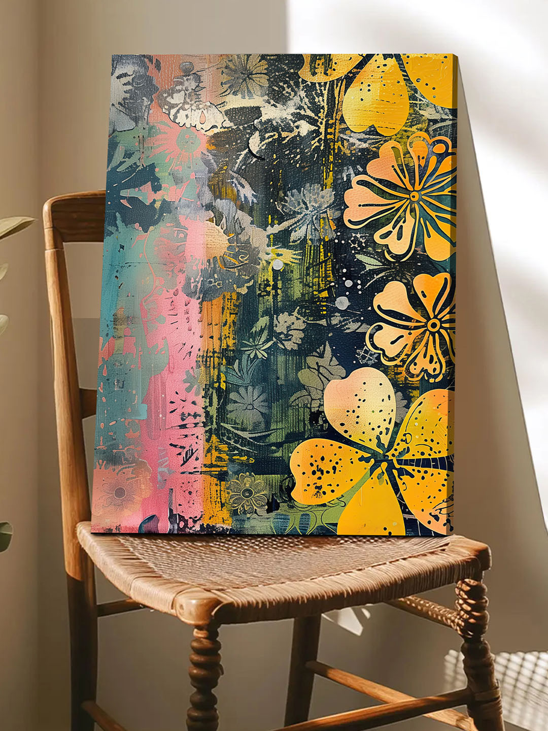 Art Street Multicolor Illustration Abstract Floral Art Canvas Wall Art