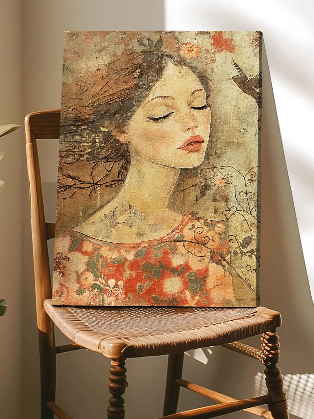 Art Street Brown & Beige Dreamlike Art of Woman & Nature Wall Art