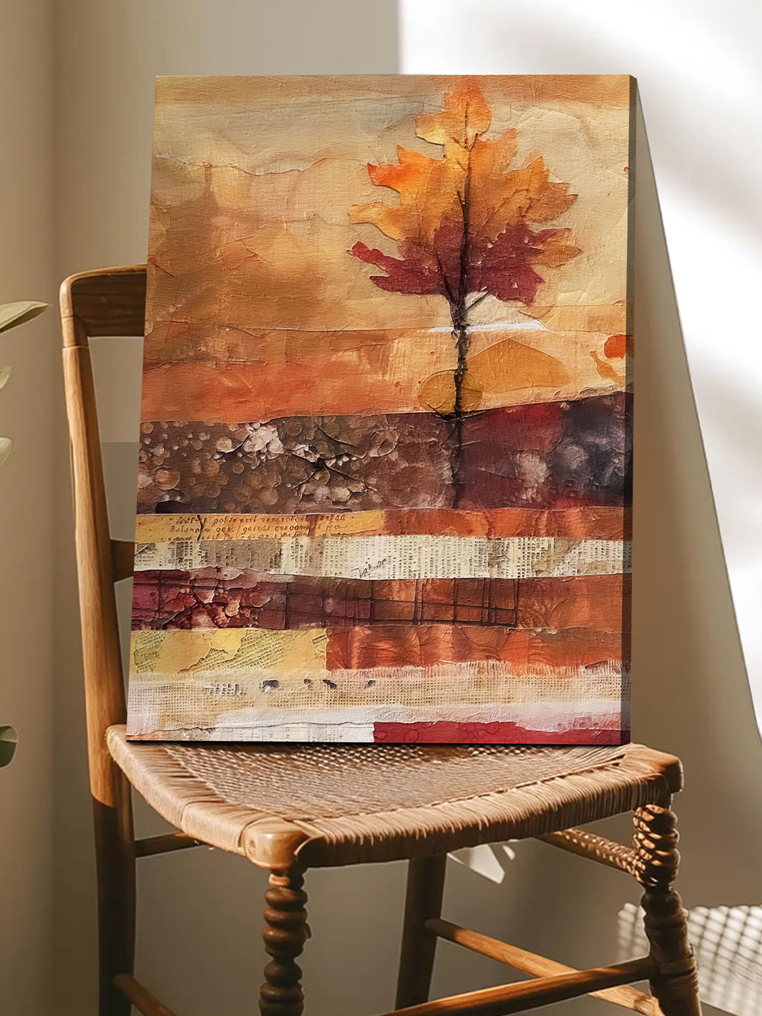 Art Street Orange Leaf As Tree Canvas Wall Art