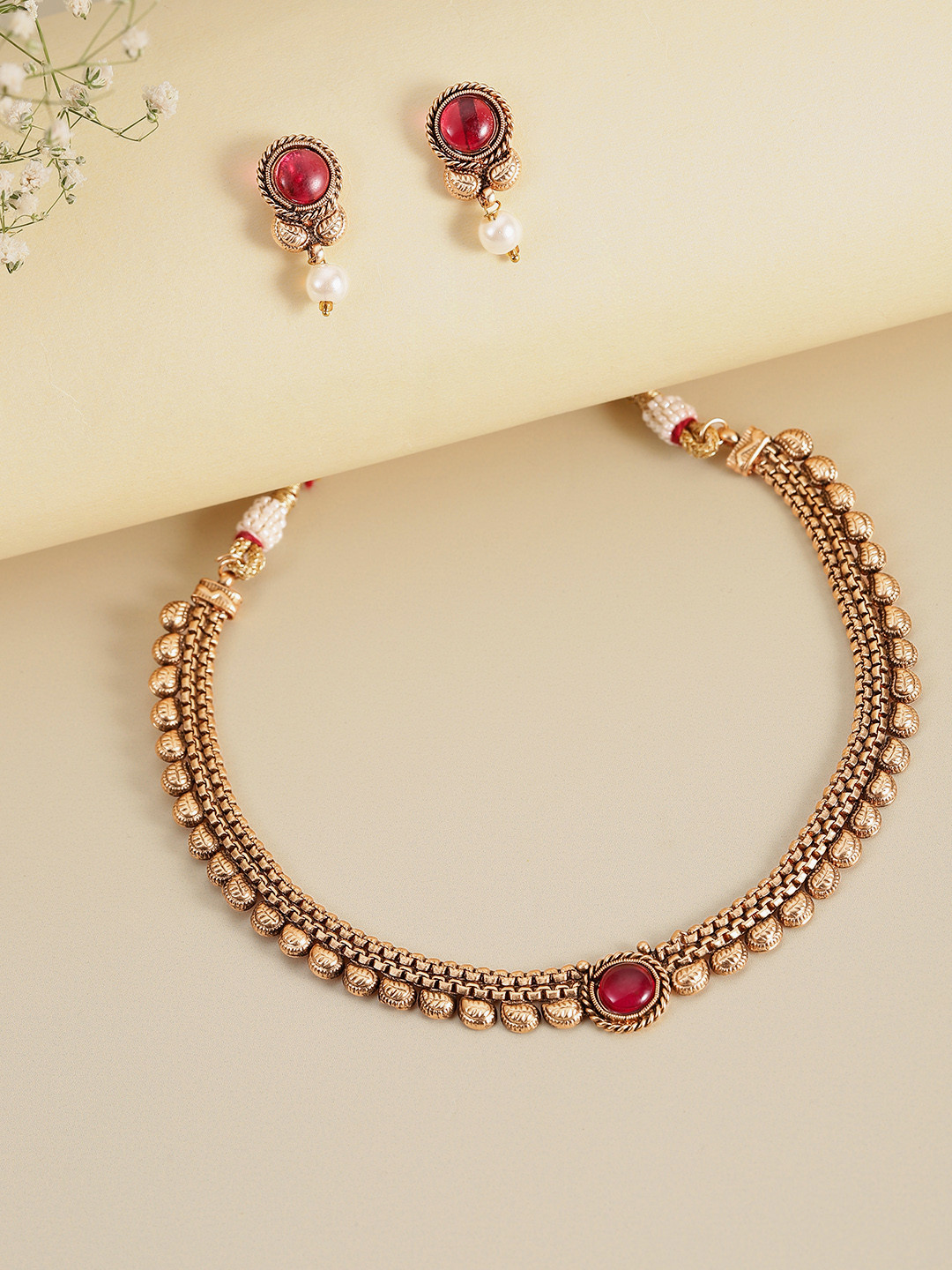 Peora Gold-Plated Faux Kundan Jewellery Set