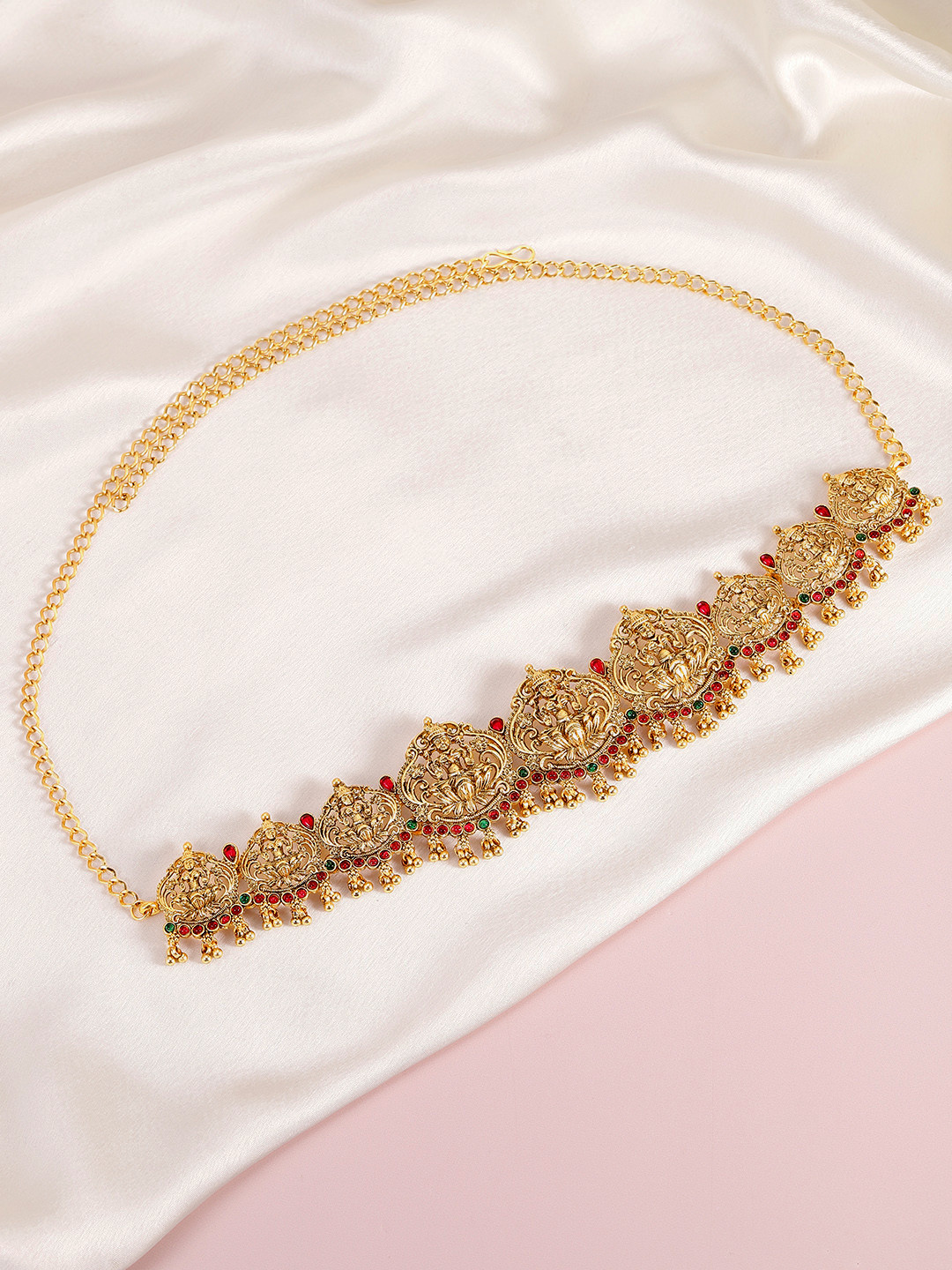 Peora Gold Plated Kundan Studded Waist Chain