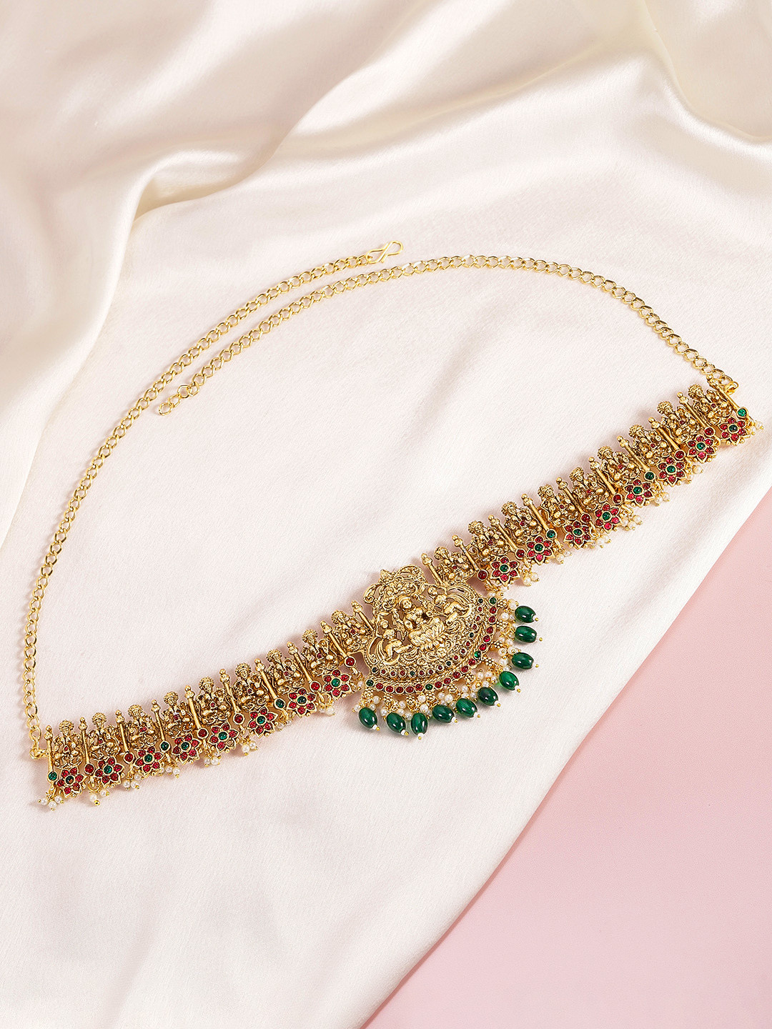 Peora Gold Plated Kundan Studded Waist Chain