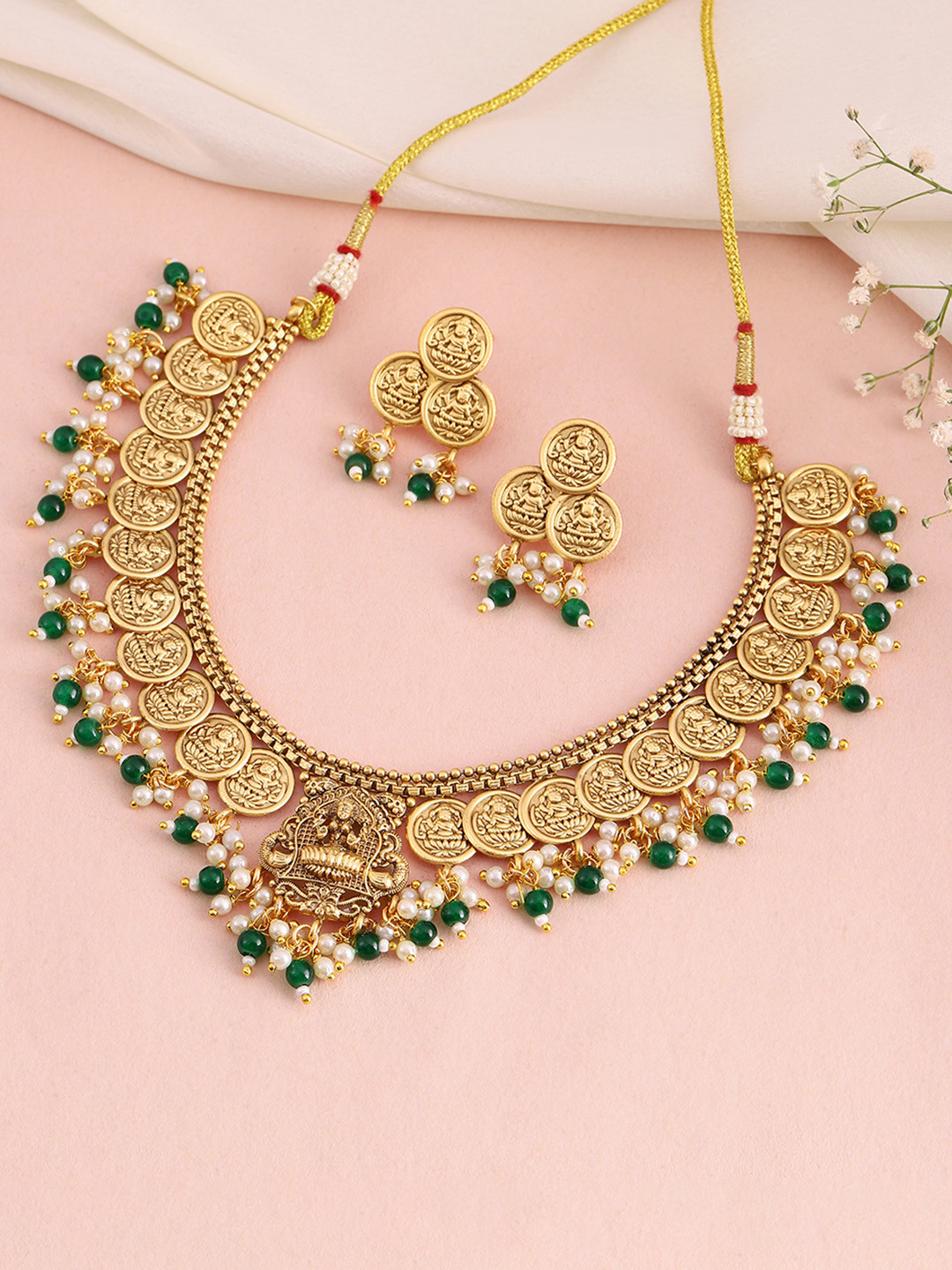 Peora Gold-Plated Beads Jewellery Set