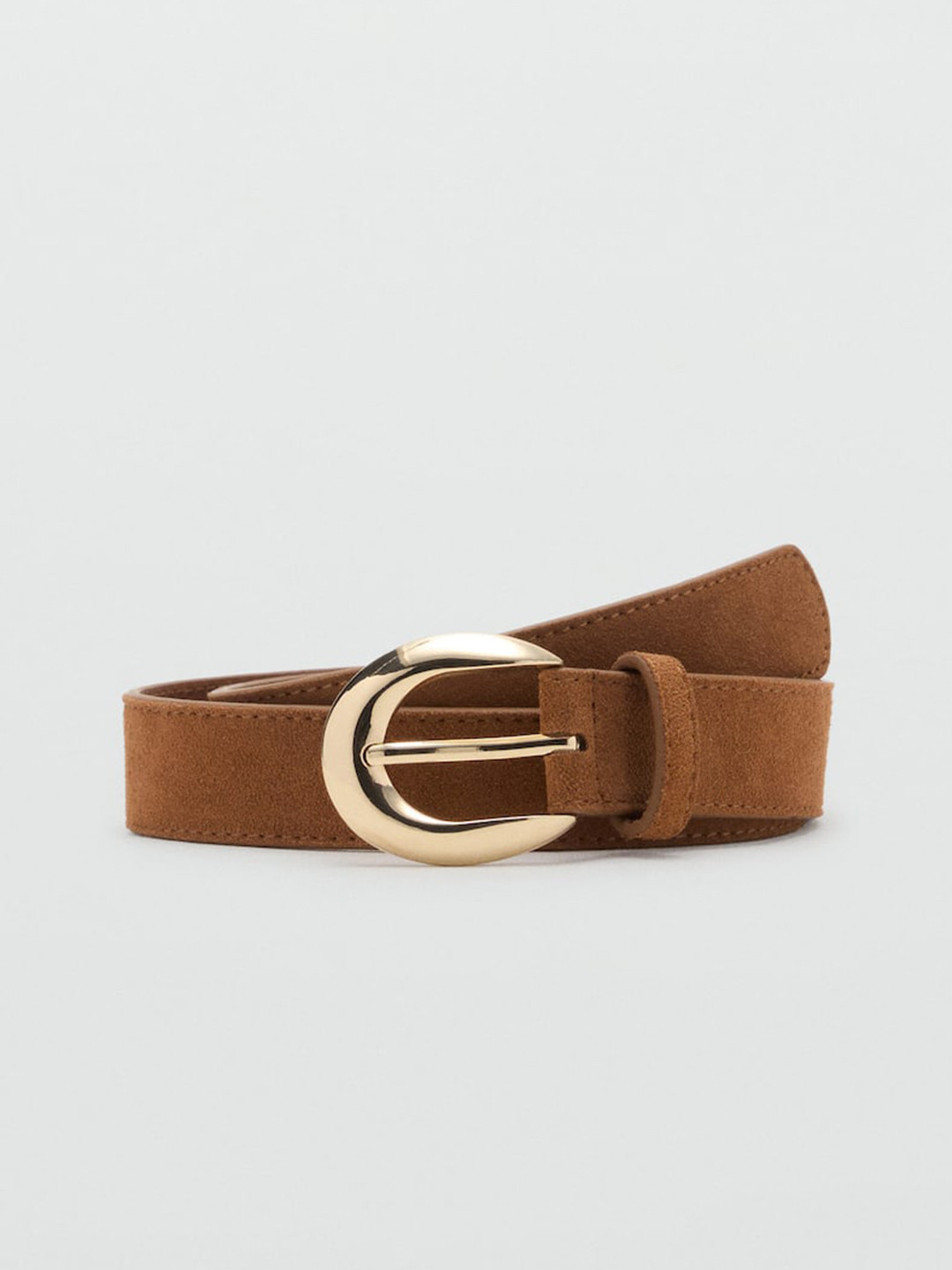 MANGO Women Leather Belt With Suede Finish