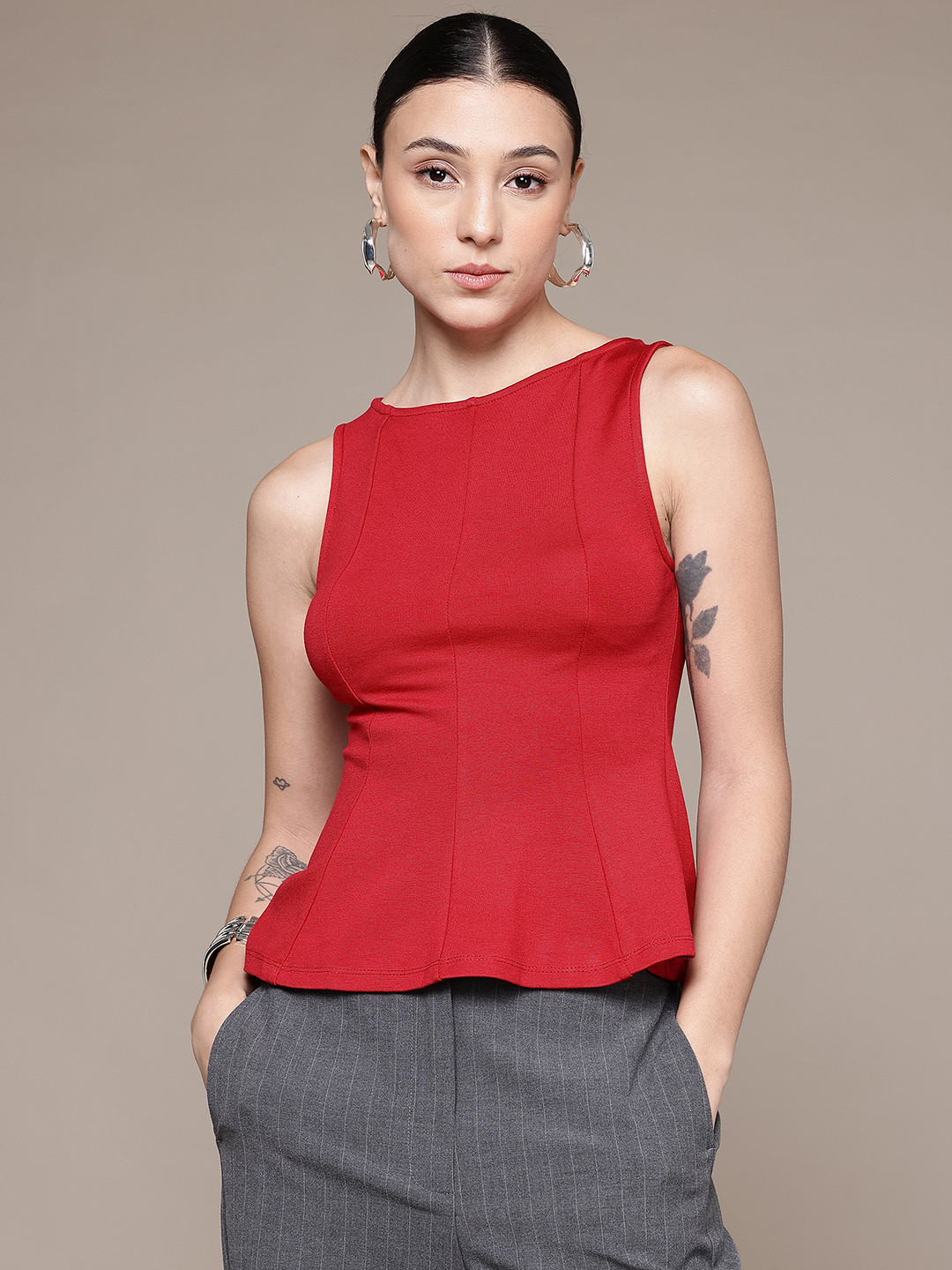 MANGO Boat Neck A-Line Top