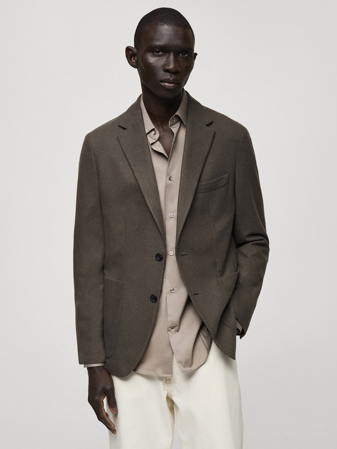 MANGO MAN Notched Lapel Collar Double-Vent Blazor