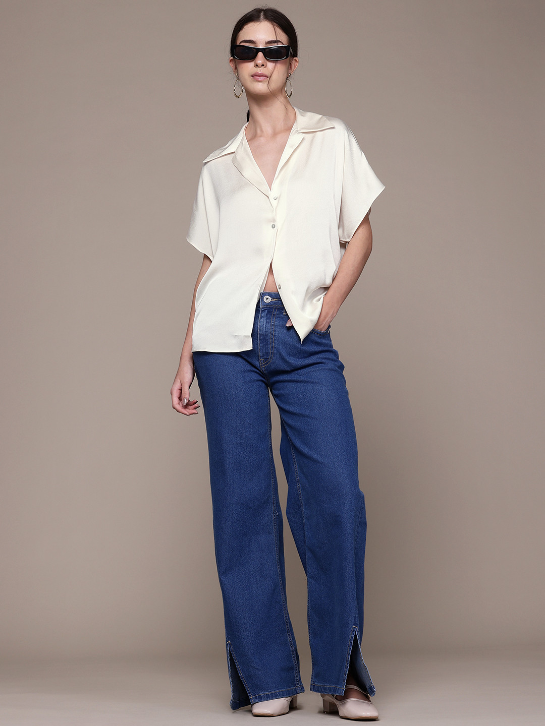 MANGO Cuban Collar Relaxed Fit Extended Sleeves Casual Shirt