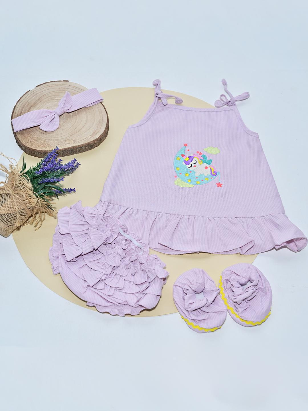 ArthLife Girls Purple Baby Apparel Gift Set