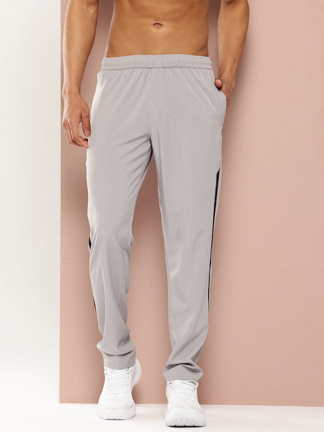 TURNFIT Men Straight Fit Gym Track Pants With Side Striped Detail