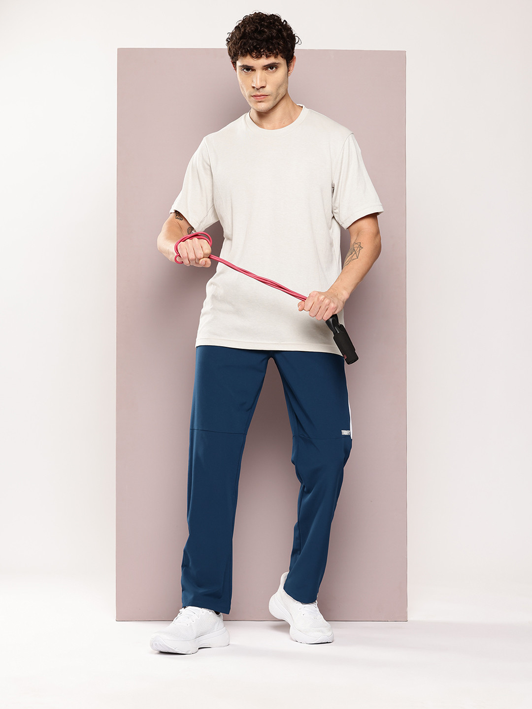 TURNFIT Men Straight Fit Striper Training Track Pants