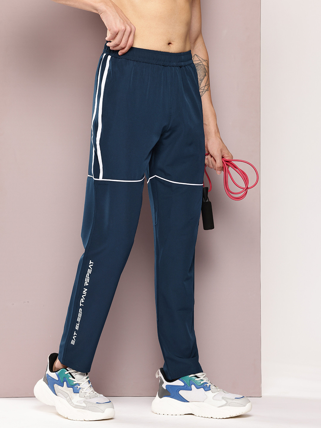 TURNFIT Men Straight Fit Piping Training Track Pants