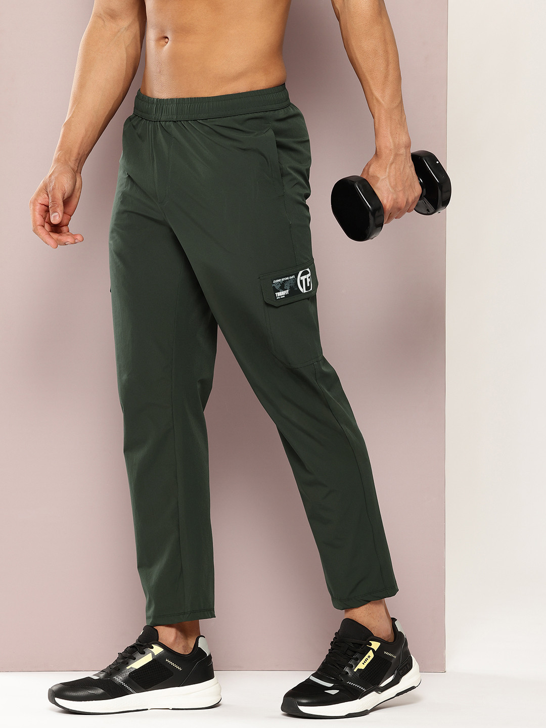 TURNFIT Men Straight Fit Gym Cargo Track Pants