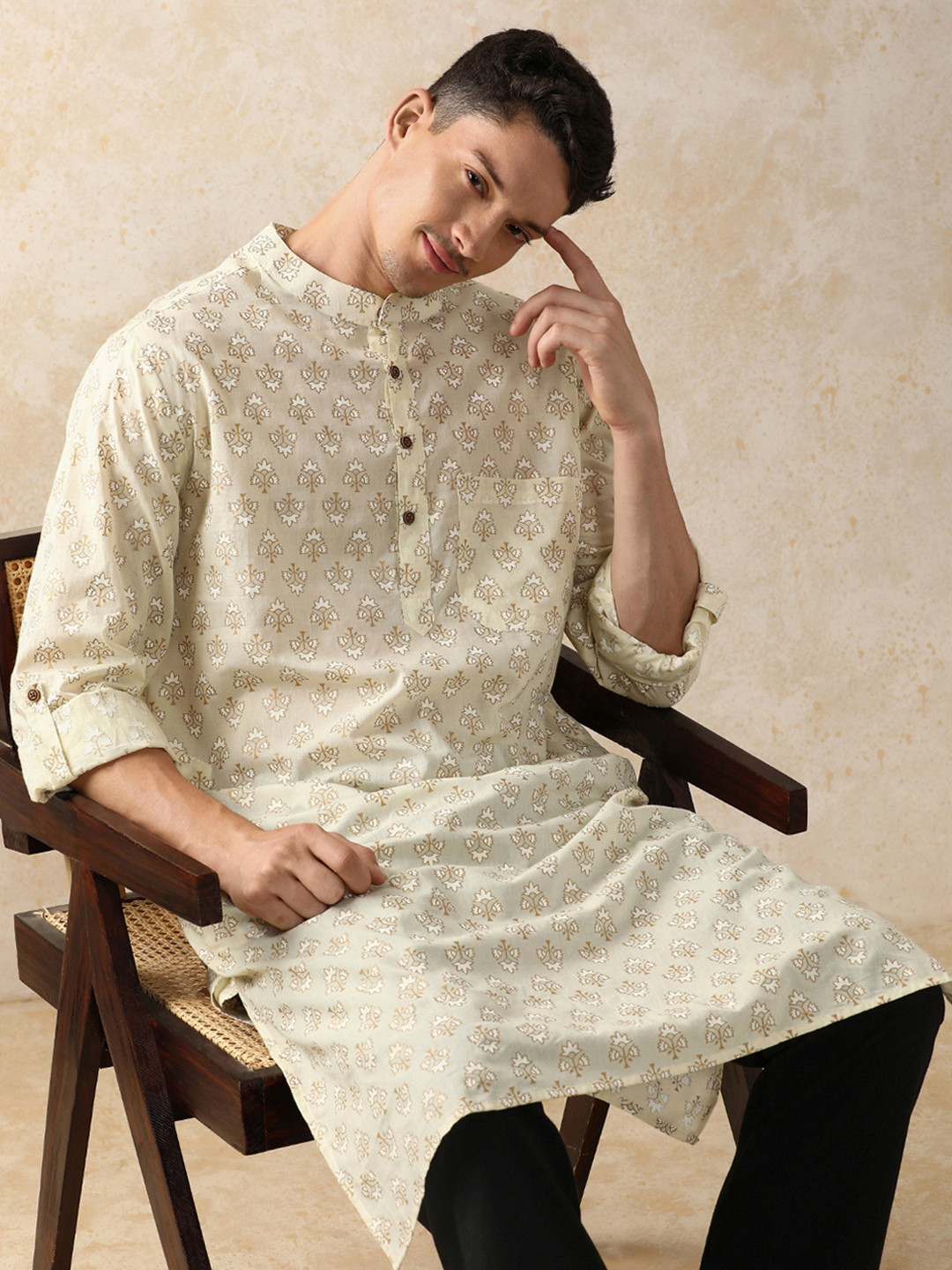 Moara Floral Printed Straight Pure Cotton Long Kurta
