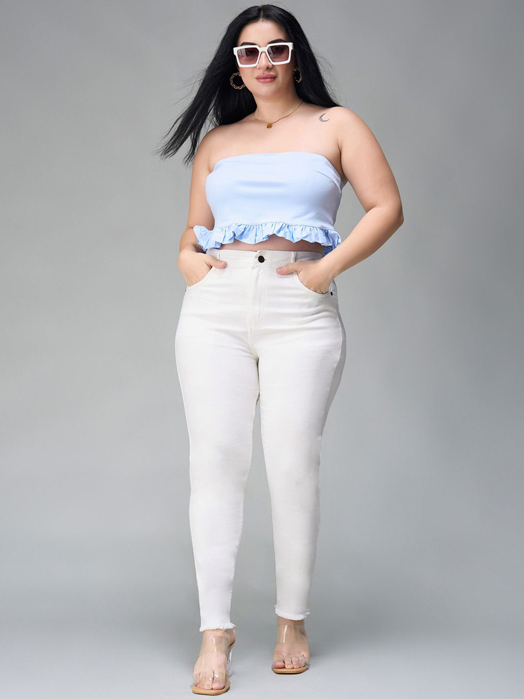 Miss Chase A+ Plus Size Divine Melt Women Skinny Fit High-Rise Light Fade Stretchable Jeans