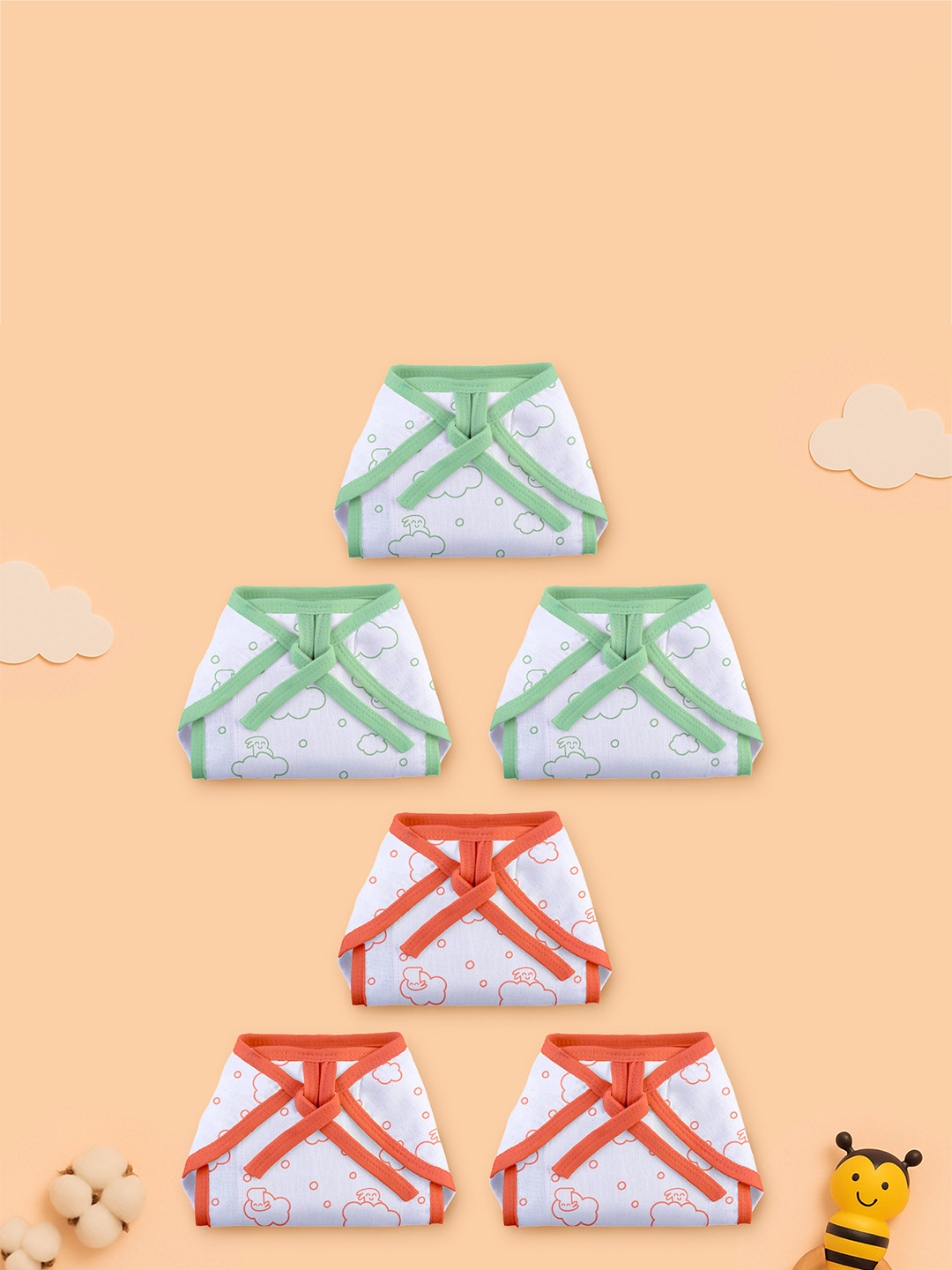 SuperBottoms Set Of 6 Double Layered 100% Pure Cotton Diaper