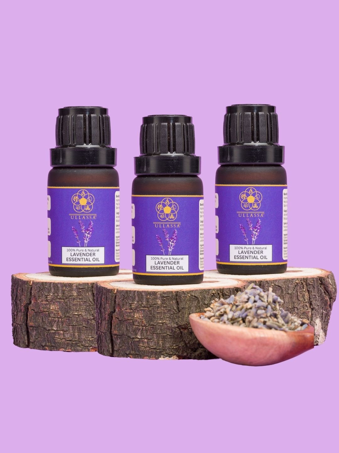 ULLASSA Pack of 3 Lavender Essential Oil For Stress, Sleep, Skin & Hair Care