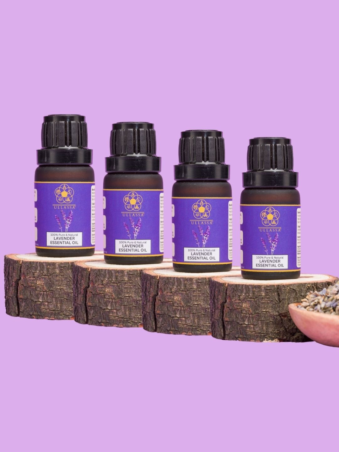 ULLASSA Pack of 4 Lavender Essential Oil For Stress, Sleep, Skin & Hair Care