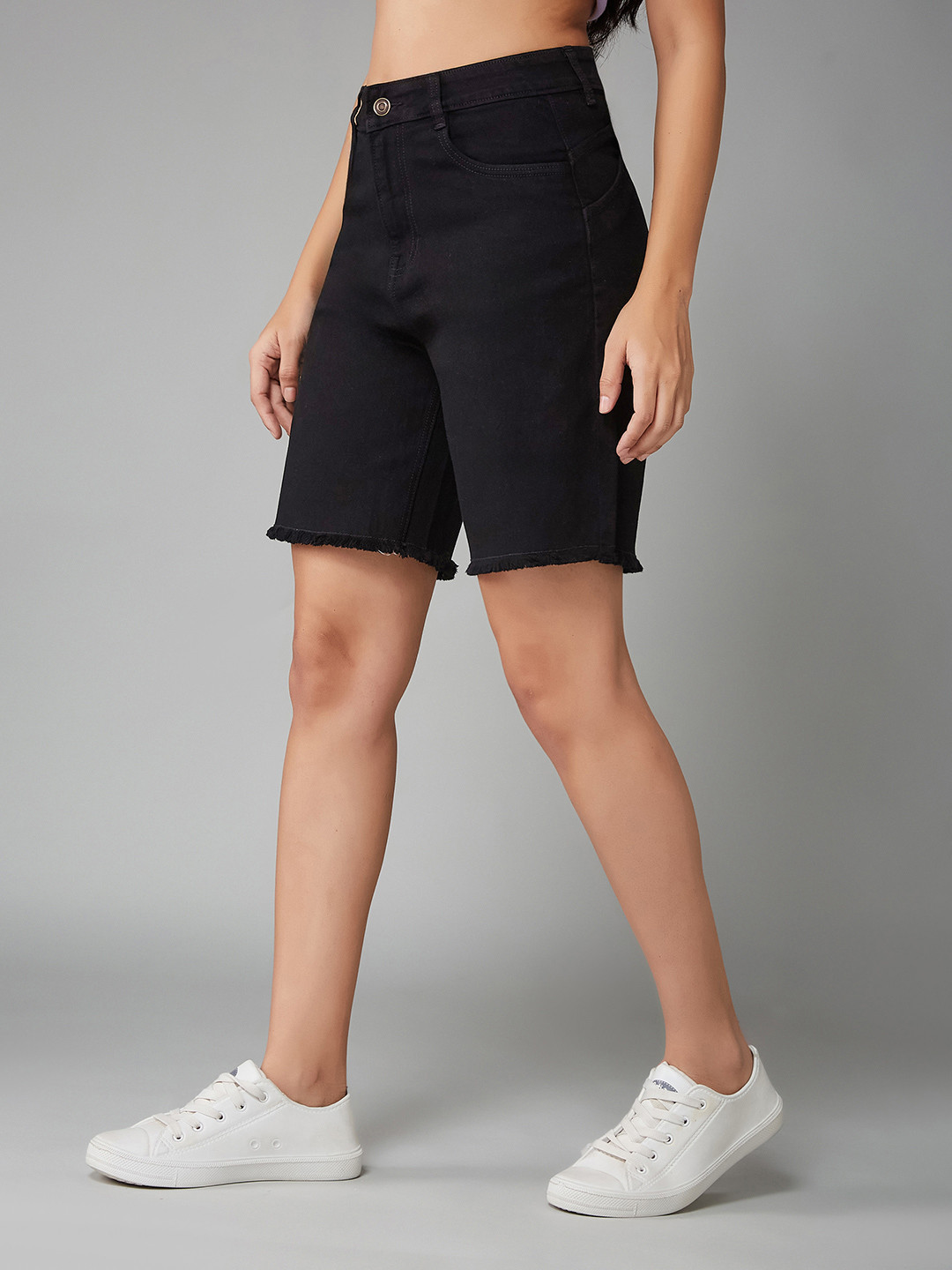 DOLCE CRUDO Women Jasmine VeilHigh-Rise Denim Shorts