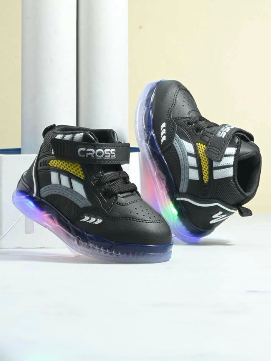 FEETWELL SHOES Kids Printed LED Sneakers With Velcro