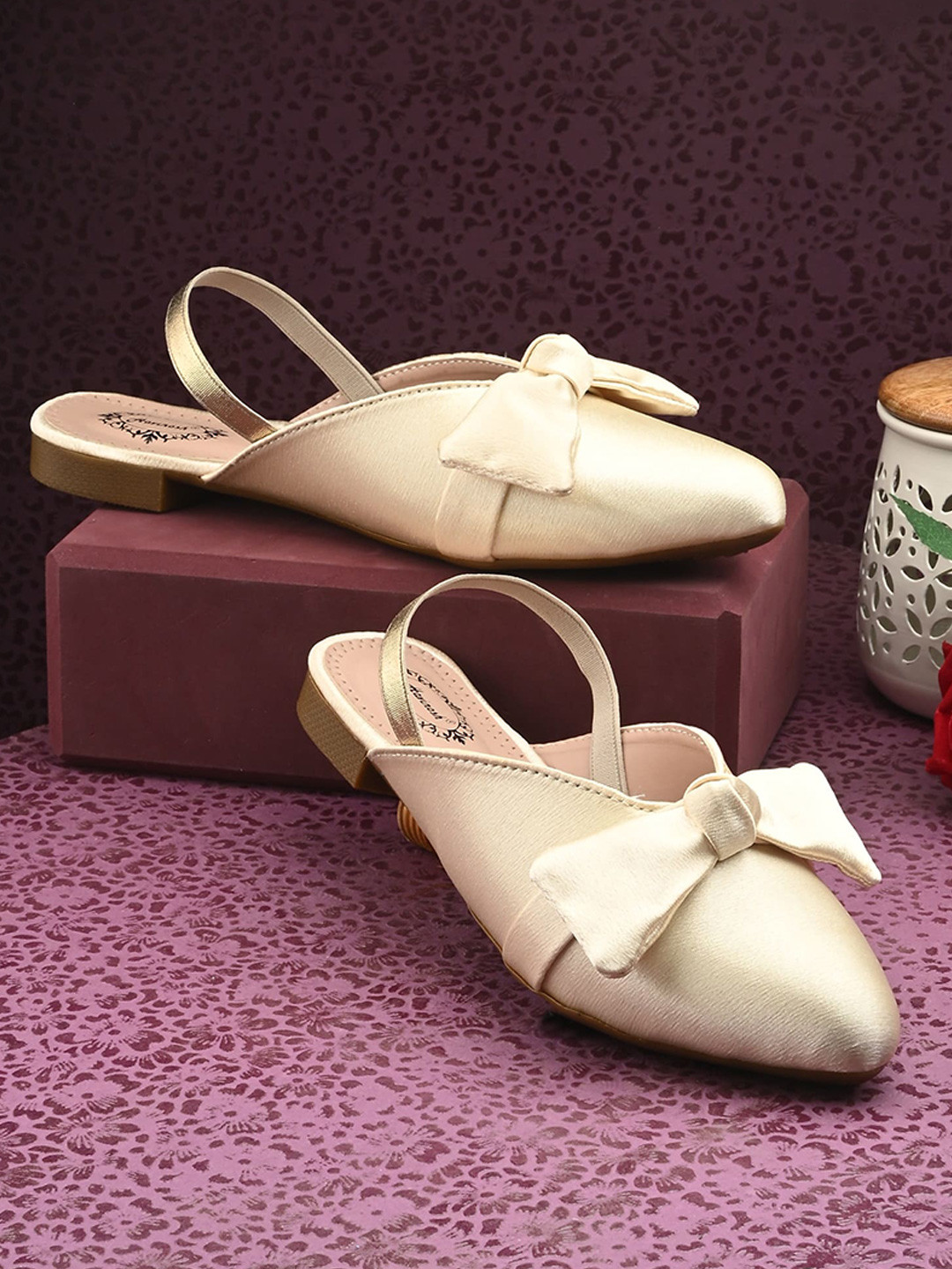 DUOSOFT  Women Pointed Toe Slingback Flats with Bow