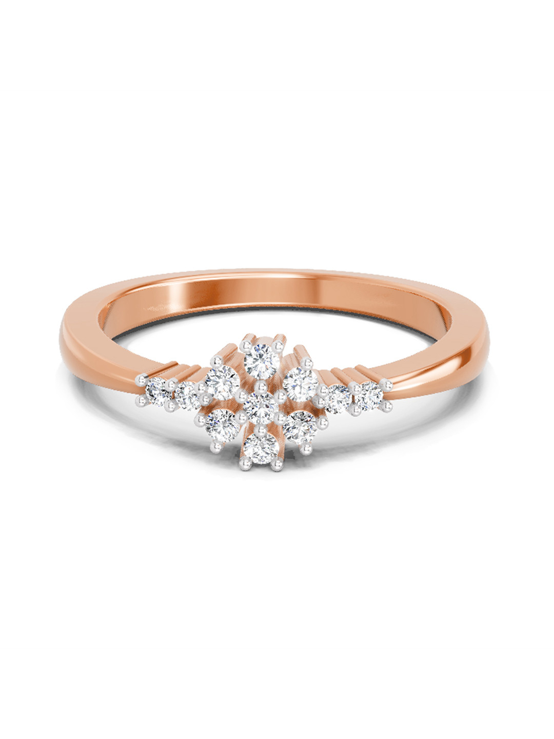 Sparkles 14K Rose Gold 0.16 Carat Lab Grown Diamond Round Cluster Ring