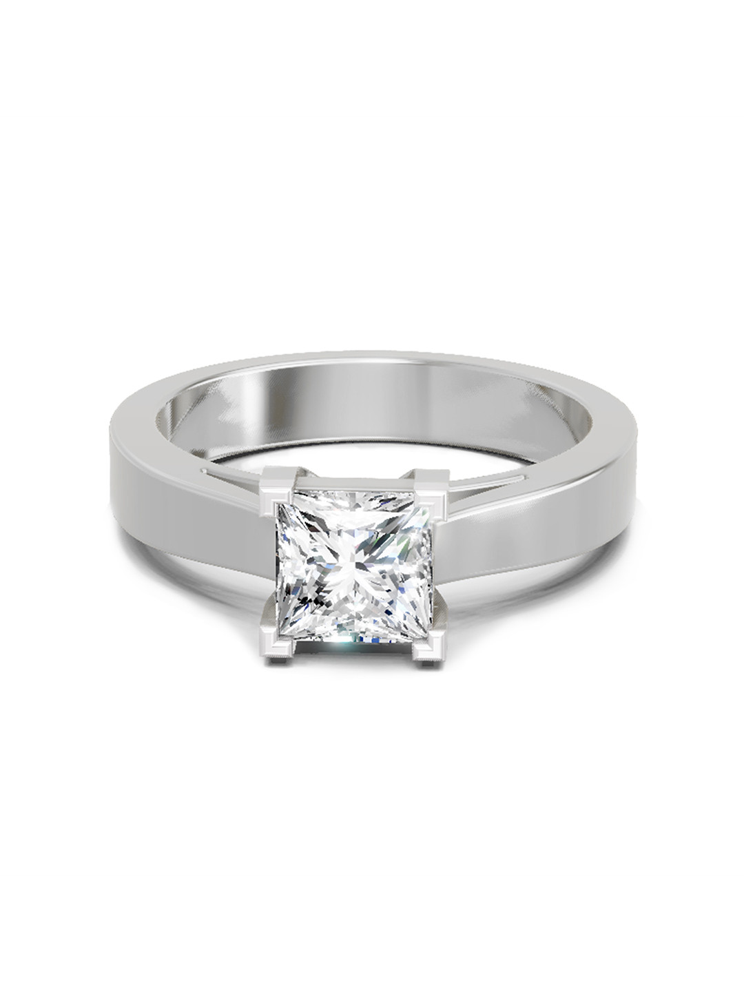 Sparkles 14K White Gold 0.85 Carat Lab Grown Princess Cut Diamond Solitaire Ring