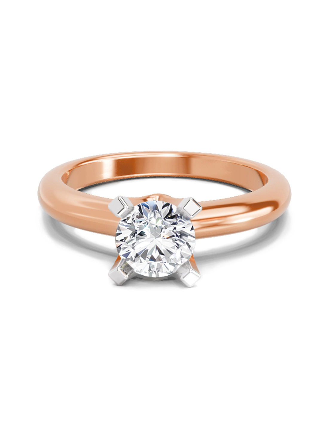 Sparkles 14K Rose Gold 0.8 Carat Lab Grown Diamond Round Solitaire Ring