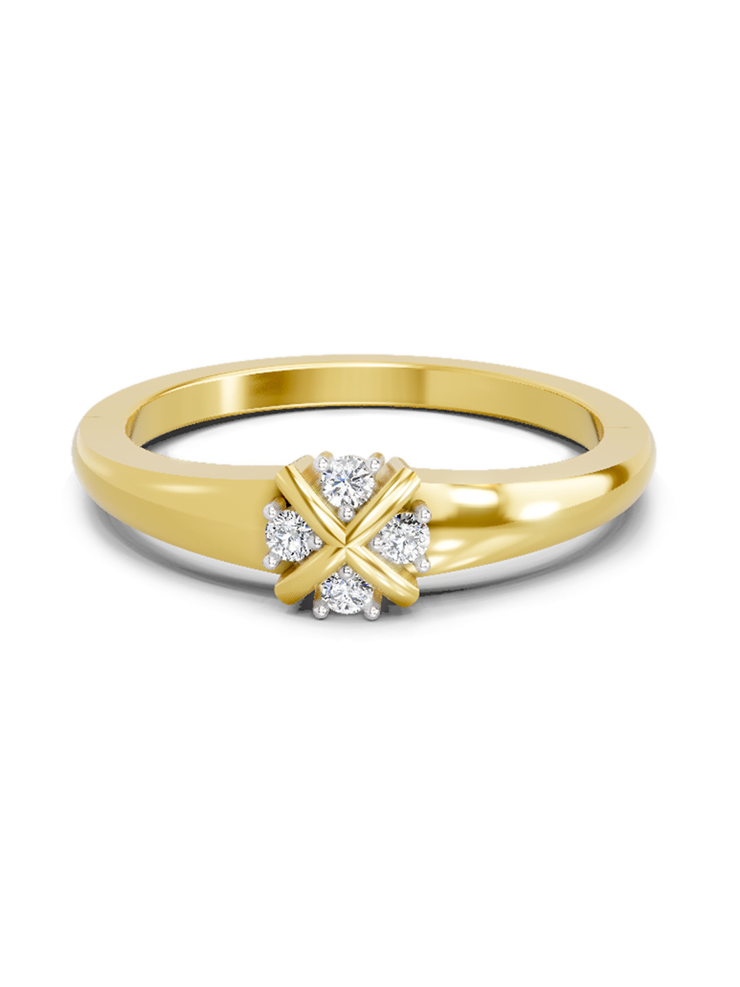 Sparkles 14K Yellow Gold 0.08 Carat Lab Grown Diamond Round Cluster Ring