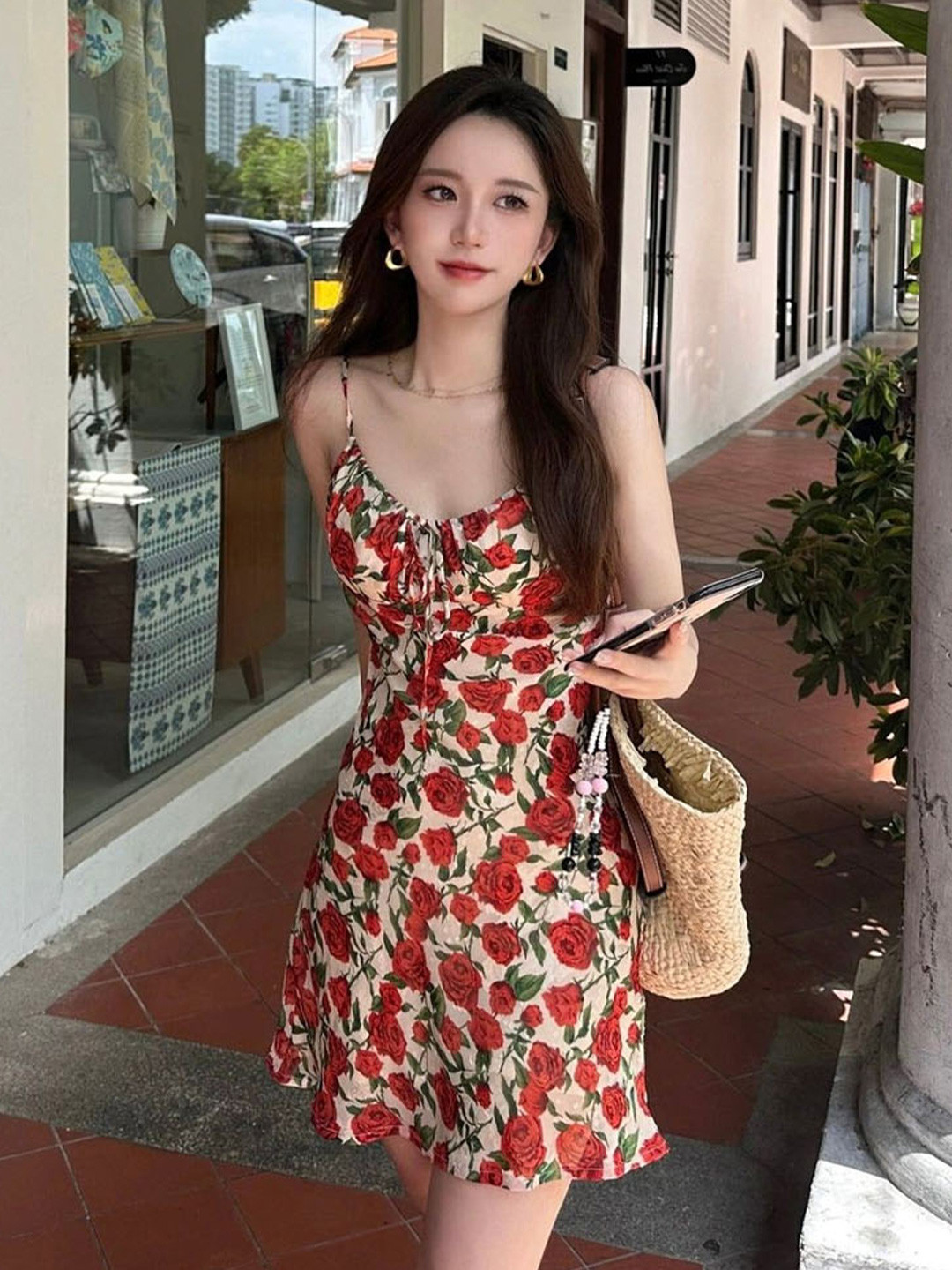 StyleCast Women Floral Print Flared Sleeve A-Line Mini Dress