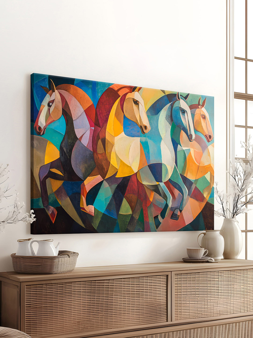 Art Street Multicolor Four Horses Wall Art Painting