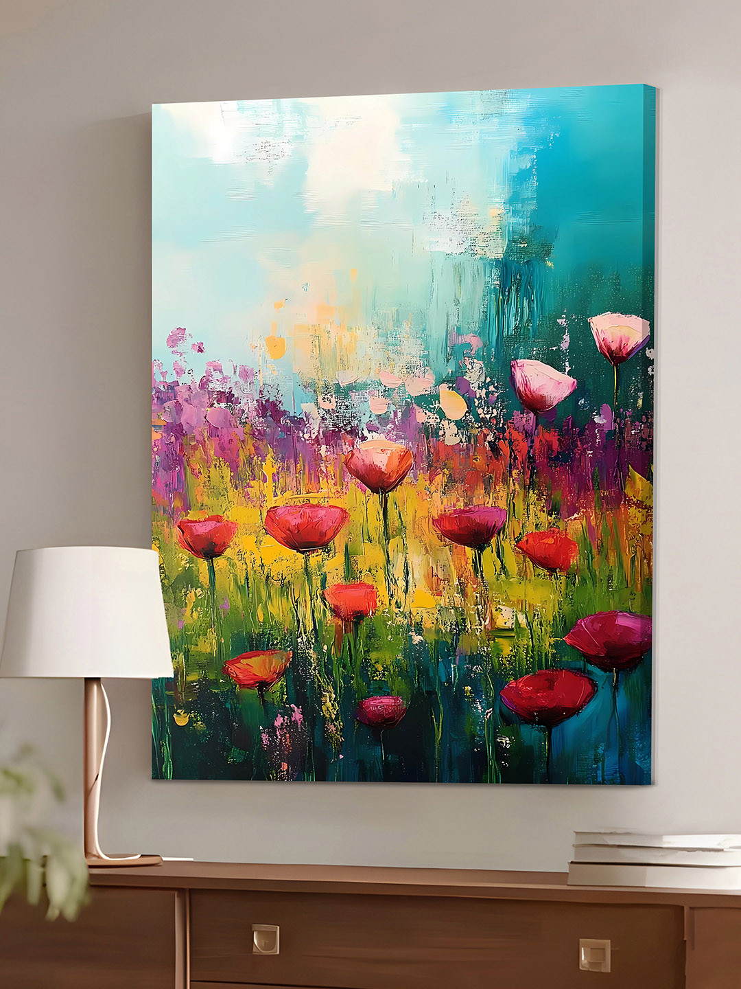 Art Street Blue & Green Nature Floral Landscape Canvas Wall Art